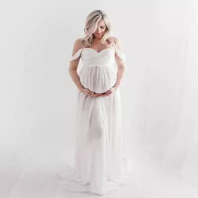 Pregnant Women Off Shoulder Maxi Dress Photo Shoot Photography Maternity Gown US • $23.73