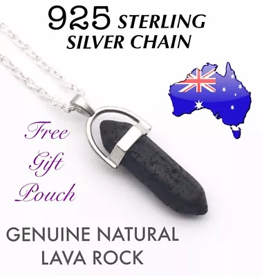 Lava Rock Aromatherapy Essential Oil Diffuser Pendant 925 Sterling Necklace Gift • $9.95