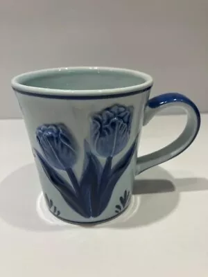 Delfts Blue 3D Tulips Hand Painted Holland Ceramic Coffee Tea Cup Mug 463 • $15