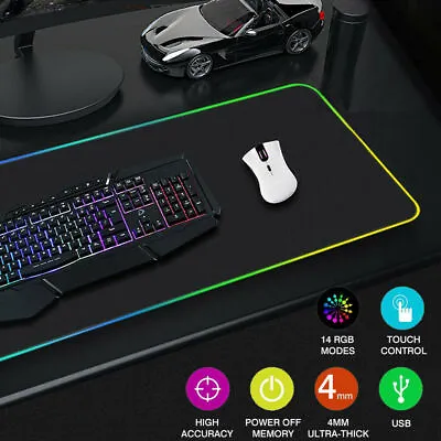 RGB Extended Mousepad LED Gaming Mouse Pad Large Keyboard Desk Anti-slip Mat AU • $18.99