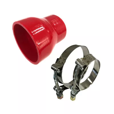 2.75  To 2  I.D. Universal 4-Ply Straight Silicone Hose Coupler Red With Clamps • $14.88