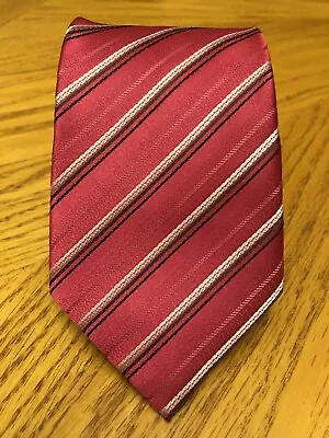 Vitaliano Pancaldi Silk Tie Italy Pink White & Black Striped Design • $24.99