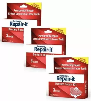 Dentemp Repair-It Denture Repair Kit - For Three Repairs (Pack Of 3 Boxes) • $14.99