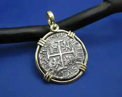 New 'Piece Of 8' Replica Shipwreck Pirate Coin In Solid 14k Gold Pendant Bezel • $650