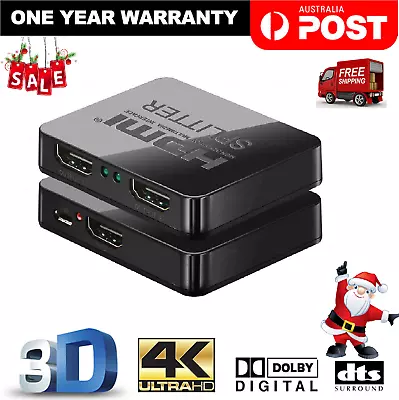 4K HDMI Splitter Full HD 1080p Video HDMI Switch Switcher 1X2 Split 1 In 2 Out  • $14.99