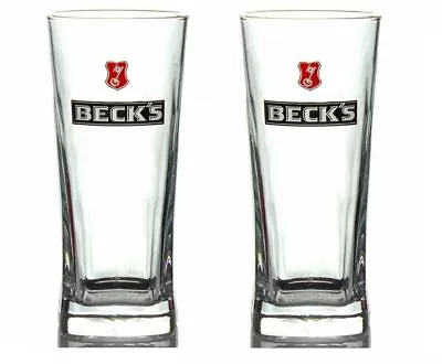 £8.99 • Buy 2X Becks Pint Glasses 20oz Lager Beer Drinks Home Bar Pub Party Set Gift