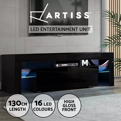 $149.95 • Buy Artiss TV Cabinet Entertainment Unit Stand RGB LED Gloss Furniture 130cm Black