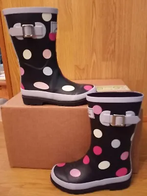 Joules Sz 3 Youth Wellies Welly Print Rain Boots Polka Dot Waterproof Snow Slush • $11.99