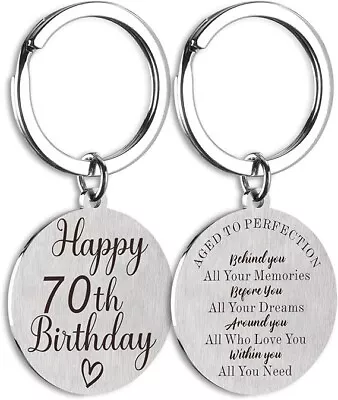 Happy 70th Birthday Gifts For Women Or Men Keychain 70 Year Old Birthday Gift... • $15.76
