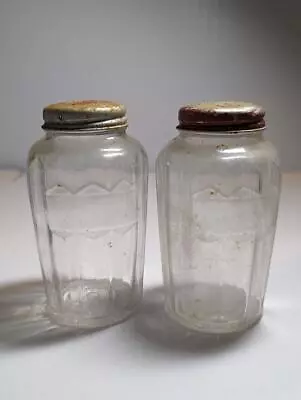 Vintage Swirl Bottom Glass Salt And Pepper Shakers • $9.99