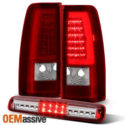 Fit 99-02 Chevy Silverado 99-06 GMC Sierra Red LED Tail Lights + 3rd Brake Light • $178.99