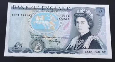 Banknote Of England Five Pounds. JB. Page. CS84. Almost Uncirculated Condition. • £3.53