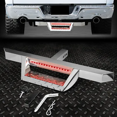 For 2  Tow Trailer Receiver Chrome Hitch Step Bar Bumper Guard W/led Brake Light • $76.88