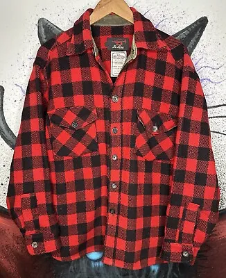 Vintage DeLong MT Jefferson Wool Mackinaw Hunting Jacket Buffalo Plaid - L • $50