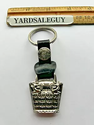 Vintage Brighton Key Ring Tote Purse Keychain Fob Silver Leather Loop Strap Keys • $9.94