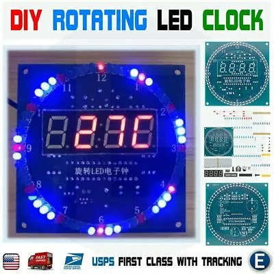 DIY Rotating Digital LED Display Module Alarm Electronic Digital Clock Kit 51 5V • $6.43