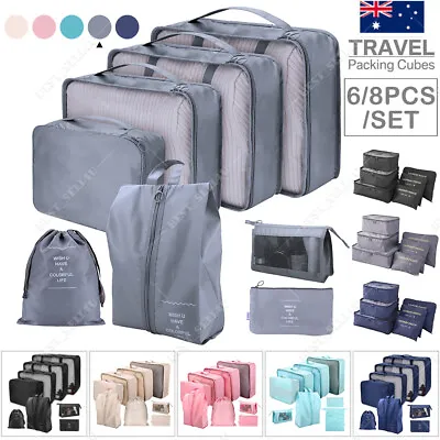 $25.99 • Buy 6/8pcs Travel Organizer Packing Cube Pouch Suitcase Clothes Storage Bags Luggage
