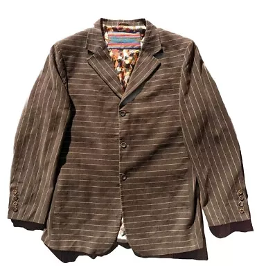 Mens Robert Graham Sample Moleskin Striped Chinese Symbols Sport Coat Topcoat L • $70