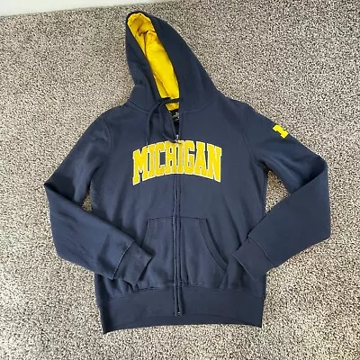 Michigan Wolverines Sweater Womens Small Blue Yellow Fleece Full Zip • $24.80