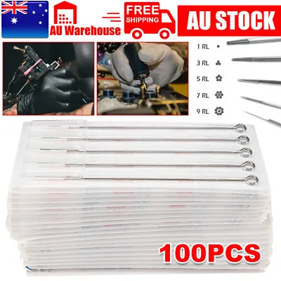 100pc Tattoo Needle Mixed 1RL 3RL 5RL 7RL 9RL Kit Beginner Set Disposable Lining • $18.45