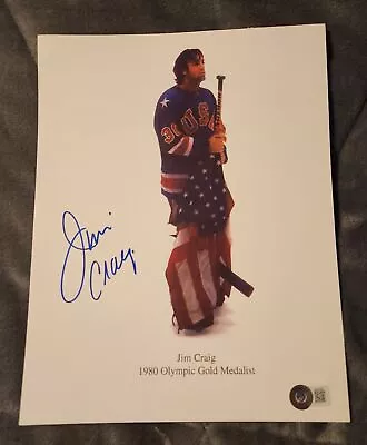 Team USA Miracle On Ice JIM CRAIG Signed 8x10 Photo OLD GLORY Flag Beckett BAS • $99.99