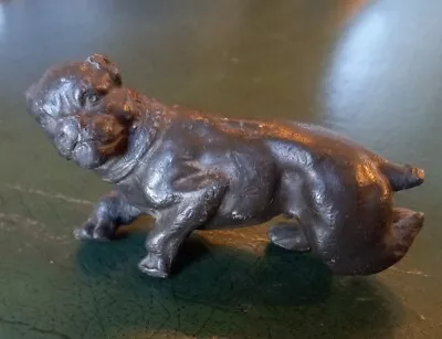 Antique Bronze Fierce Fighting Dog With Collar Sculpture Figurine Paperweight  • $35