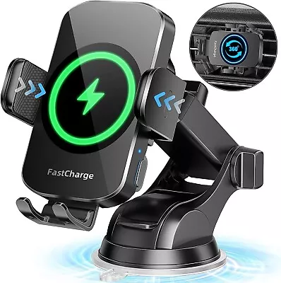 Wireless Car Charger Fast Charging Phone Holder  3 In 1 Phone Mount Auto Clamp • $18.97