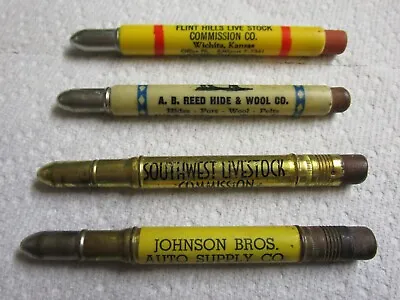 Lot   4 Vintage Advertising Bullet Pencils - WICHITA KANSAS - AGRICULTURE & AUTO • $8