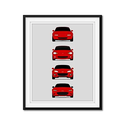 Mazda Miata MX-5 Generations Poster Print Wall Art History Evolution NA NB NC ND • $42.99