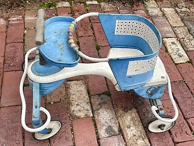 Antique TAYLOR TOT Buggy Fenders Tray Wheels Metal Baby Stroller Walker 50s 60s • $29.99