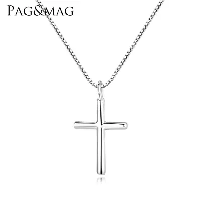 Small Plain & Simple Cross Pendant 18  Necklace SOLID 925 Sterling Silver PE56 • $14.95