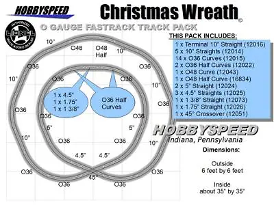 LIONEL FASTRACK CHRISTMAS TREE WREATH LAYOUT 6'x6' Pack Train Track Design NEW • $189.84