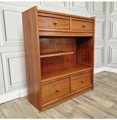Retro Vintage Solid Wood Mid Century Drawers Bookcase Display Shelves MCM Teak • £249.99