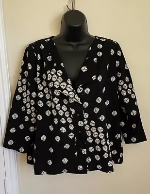 Babette SF Black White Cotton Shibori Jacket Topper  M? L? • $38