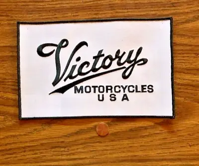 Victory Motorcycle Patch Large 9 X6  Script White New Never Used • $9.95