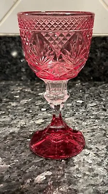 Rare Find Vintage Pink Cut Glass Stemware 10” • $21.41