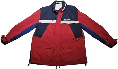 Tommy Hilfiger Flag Logo Jacket Hooded Mens 2X Large Vintage 90s • $54.95