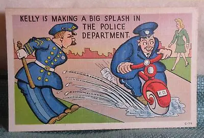 Vintage Comic Postcard Motorcycle Police • $8