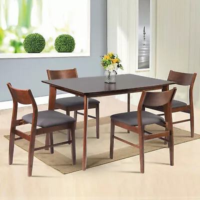 Wooden Dining Room Set 1 Table 4 Cushioned Chairs Kitchen Breakfast Home Dinette • $378.99