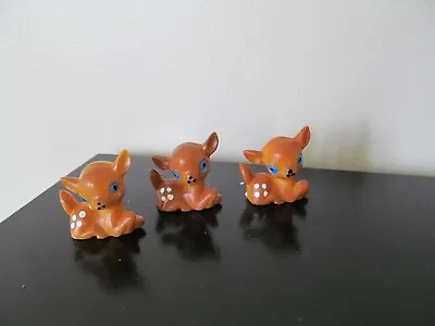 VTG Mini Plastic Fawn Deer Reindeer Cake Topper Decorations 3/4  Blue Eyes • $9.50