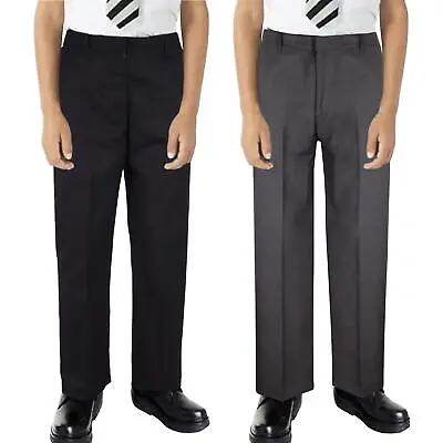 Kids Boys Pants Plain School Uniform Pull Up Regular Fit Elasticated Trouser • £17.99