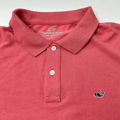 Vineyard Vines Shirt Mens Large Polo Whale Pink Golf Pocket Stretch Casual • $19.97