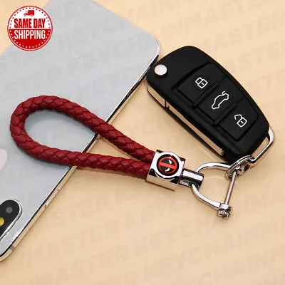 Red Weave Calf Leather Deadpool Logo Car Home Key Chain Ring Gift Decoration • $12.99