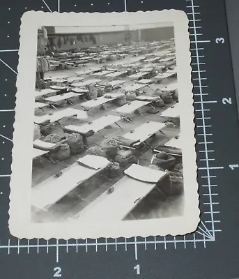 ABSTRACT Still Life WWII Military Army Cots Duffel Bags Empty Room Vintage PHOTO • $9.95