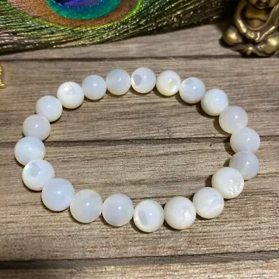 Mother Of Pearl Gemstone Bracelet For Peace And Prestige White Abalone Stretch • $11.90