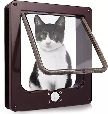 Cat Door Flap 4-Way Locking Weatherproof Pet Door S/M/L/XL Magnetic Door Frame • £13.99