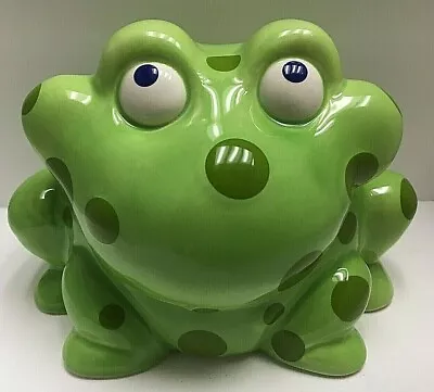 Piggy Bank Green Spotted Frog Ceramic Gorham Merry Go Round 6.25 H 7.5 W • $17.99