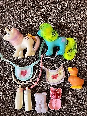 Vintage My Little Pony Babies 1984 Moondancer & 1987  Peek-a-boo  + Accessories  • $25