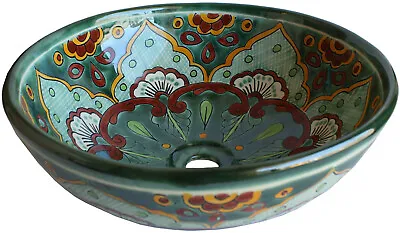 16  Mexican Talavera Valle Verde  Ceramic Handmade Bathroom Vessel Sink • $181.99