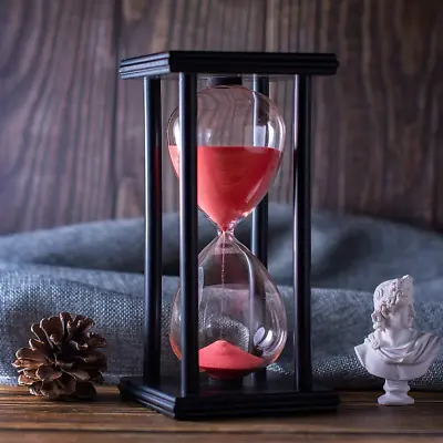Hourglass Timer With Red Sand 60 Minute Wooden Frame Sand Timer Creative Handc • $33.38